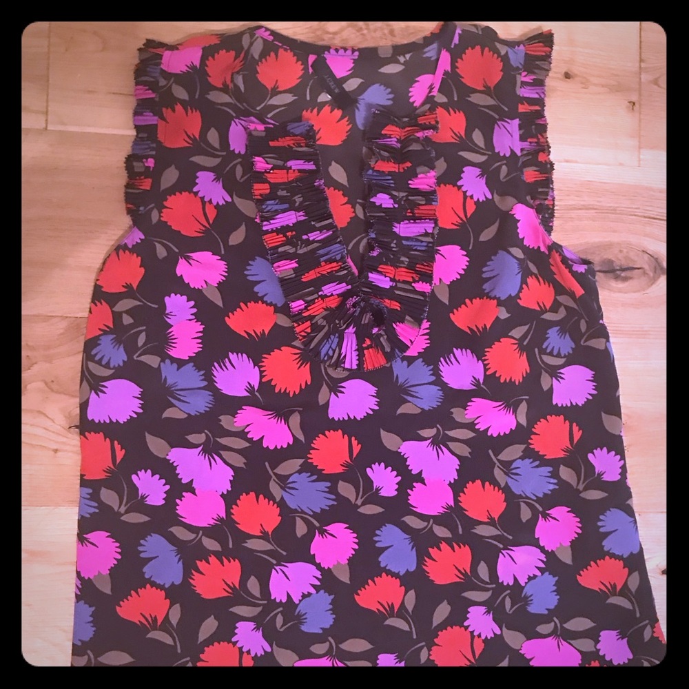 Jcrew sleeveless floral silk blouse